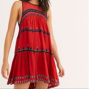 Free People Embroidered Maxi Dress Red - L